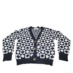 Willow & Wind Black and White Crop Long Sleeve Front Button closure Sweater/Card